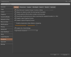 # In the General tab make sure the "Allow Scripted Viewer Controls (RLVa)" box is checked. # click ok